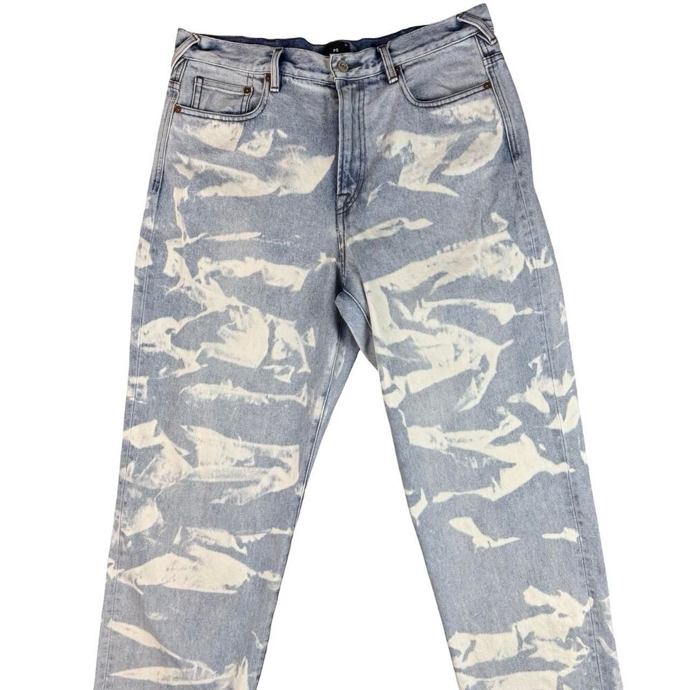 Men's Paul Smith PS Men's Light Wash Bleach Patterned Jeans